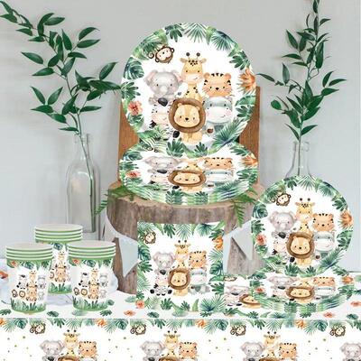Jungle Safari Birthday Baby Shower Disposable Tableware Anim