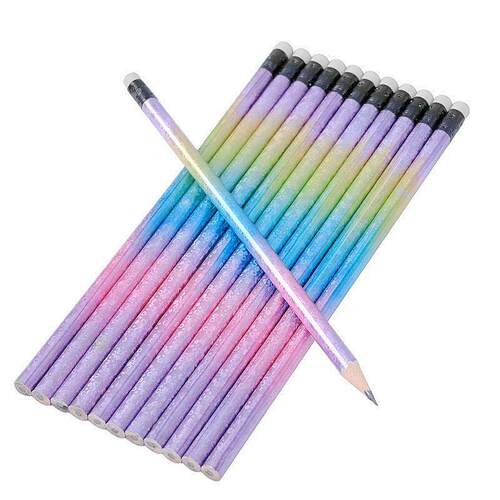 12PCS Student Fantasy Starry Sky Wooden HB Pencils Kids Sket