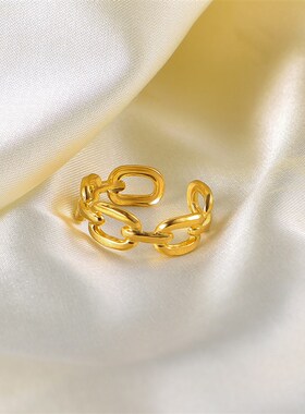 Wholesale Twisted Link Chain Open Rings Stainless Steel