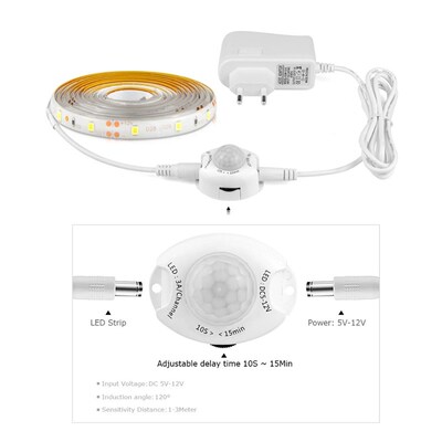 Wireless PIR Motion Sensor LED Strip light 12V Auto on/off S