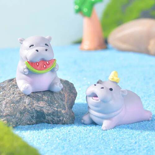 4pcs Funny Cute Hippo Animal Ornament Car Decoration Craft