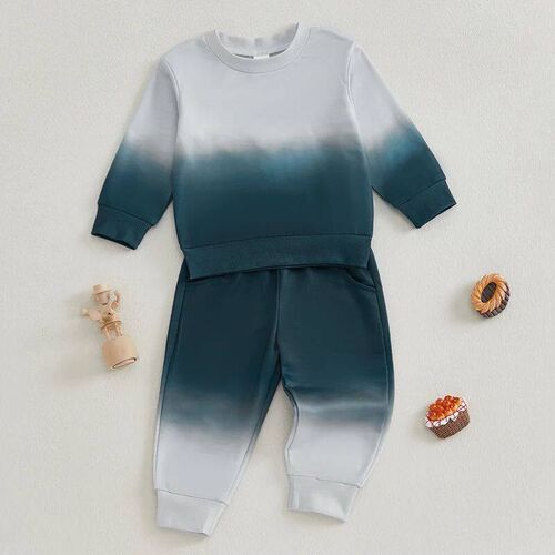 Toddler Boys Fall Outfits Patchwork Gradient Long Sleeve Swe