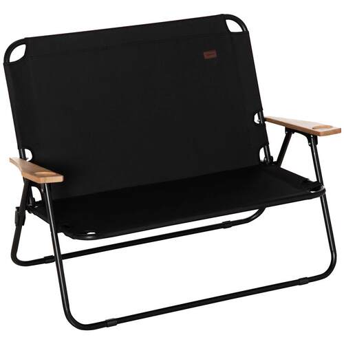 Double Folding Chair Loveseat Camping Chair with Armrests &