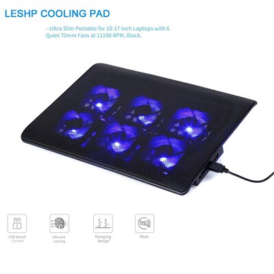 2021 New Portable Laptop Cooler With 6 Fans Cooling Pad