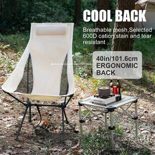 WESTTUNE Portable Folding Camping Chair with Headrest Lightw
