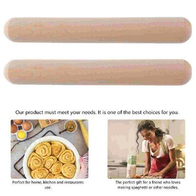 2pcs Beech Rolling Non-stick Dough Roller Rolling Stick