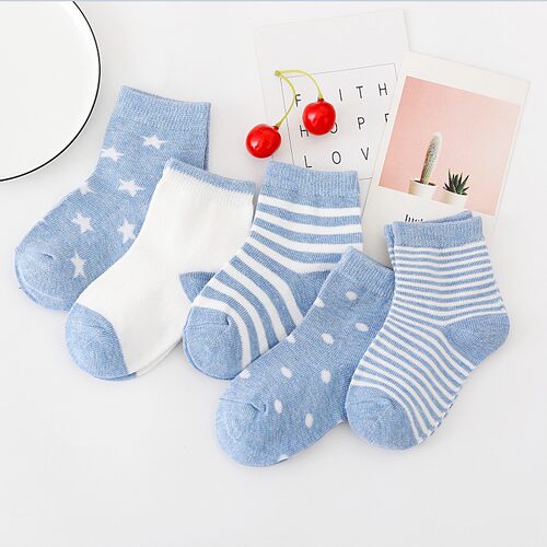5 Pairs/lot 0-6 Y Kids Soft Cotton Socks Boy Girl Baby Cute