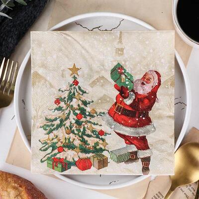 20Pcsbag Cartoon Santa Claus Snowman Reindeer Paper Napk Mer