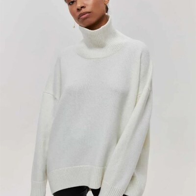 Sumuyoo Women Turtleneck Sweater Autumn Winter Thick Warm Pu