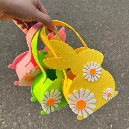 2026 Easter Bunny Basket, Soft Felt Candy Tote Bag & Gift St