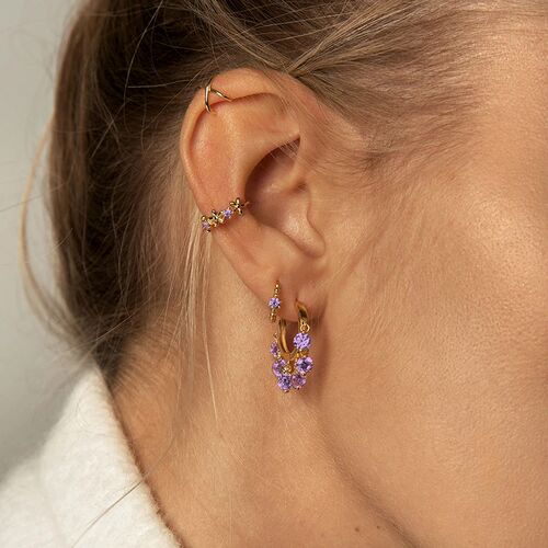 925 Sterling Silver Hoop Earrings for Women Simple ins Purpl