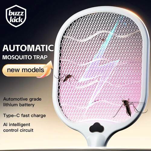 Electric Fly Swatter Racket 3500V buzzkick Bug Zapper Racket