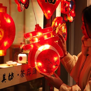 春节过新年led红灯笼小挂饰室内阳台一对电池款带灯发光装饰布置