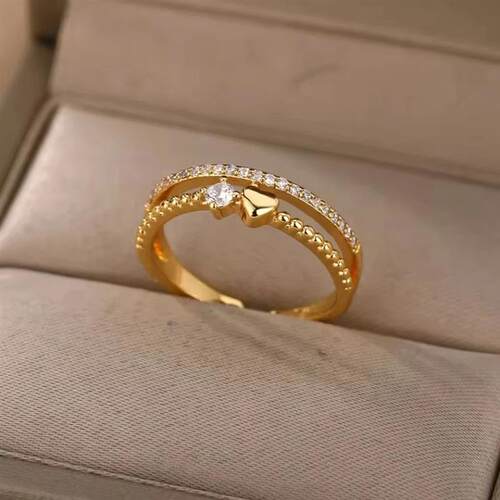 Heart Rings for Women Opening Double Layer Heart Finger