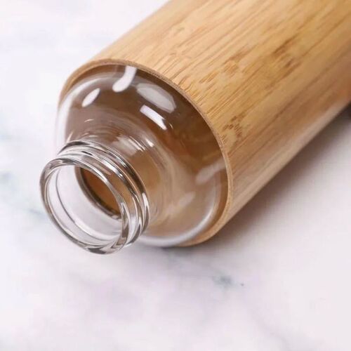 Glass Water Bottle with Bamboo Sleeve 500ml Borosilicate Gla