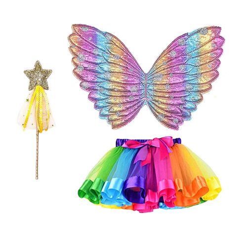 3 Pcs Fairy Princess Costume For Girls Fairy Wings Set With