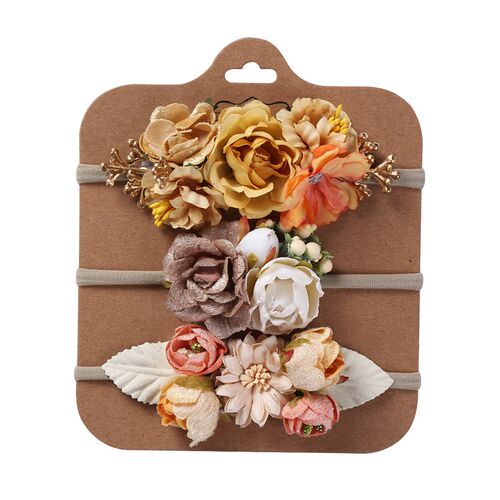 3Pcs/Lot Artificial Flower Baby Headband Newborn Boy Girl Pe
