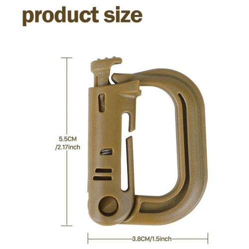 5PCS Grimloc Molle Carabiner D Locking Ring Plastic Clip Sna