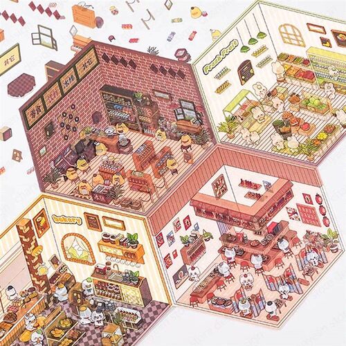3D Cartoon Miniature Scene Landscaping ers Visual Stacking T