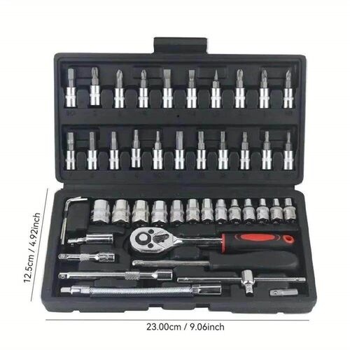 46pcs Car Repair Tool Kit 1/4-Inch Socket Set Car Repair Too