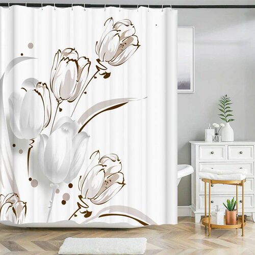 Flower Shower Curtain Bathroom Waterproof Polyester Shower C