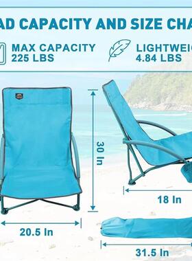2 Pack Lightweight Camping Chair Folding Recliner with Cup H