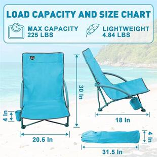 2 Pack Lightweight Camping Chair Folding Recliner with Cup H