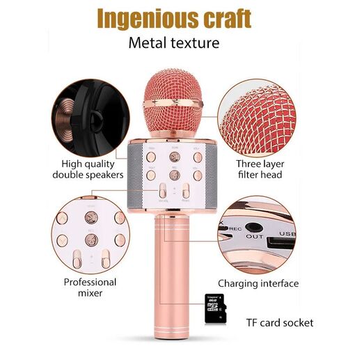 WS858 Karaoke Microphone for Kids Singing 5 in 1 Wireless Bl