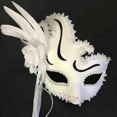 Halloween Masquerade Mask Princess Feather Lace Flowers Fun