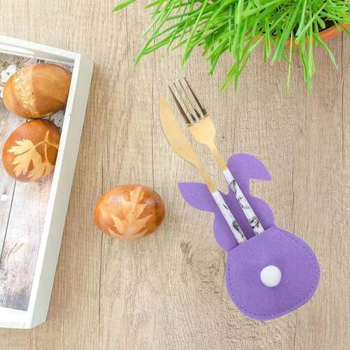 16PCS Easter Bunny Cutlery Holders Cartoon, Utensil Pouches