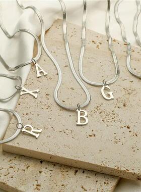 HECHENG, Stainless steel Letter Choker for Women Snake Chain