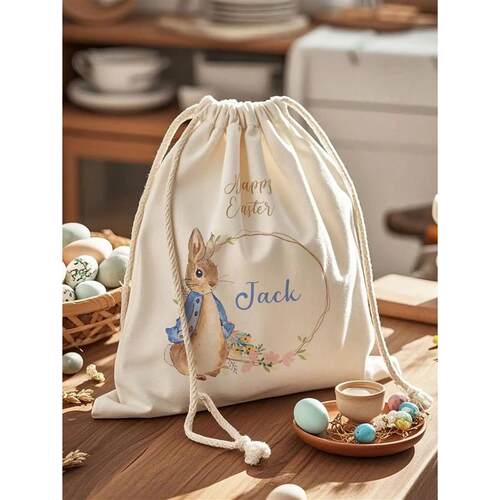Easter Bag, Personalised Easter bunny and egg hunt gift bag,