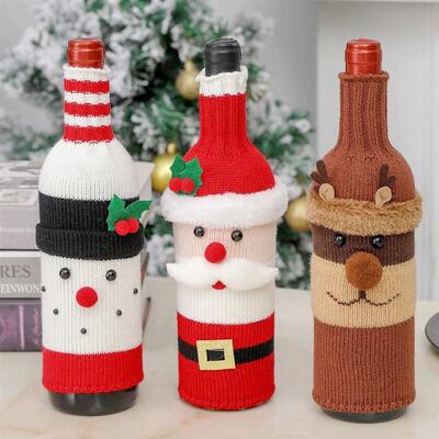 Christmas Cute Wine Bottle Cover Santa Snowman elk Woven Win