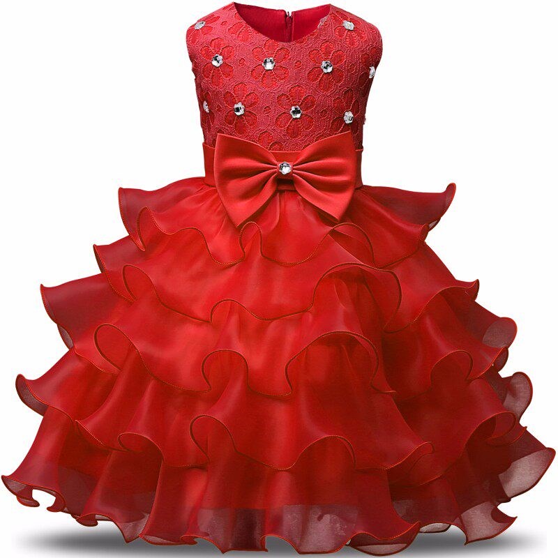 Summer Flower Girl Dress Kids Floral Cake Dresses Wedding Ev图片