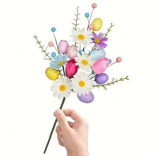 1pc Easter Decorations Artificial Floral Easter Egg Picks Sp