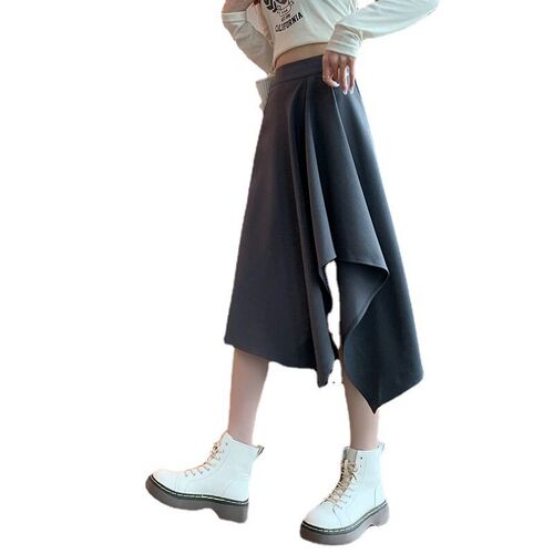 Irregular Skirt Womens High Waist Retro Style Design Sense