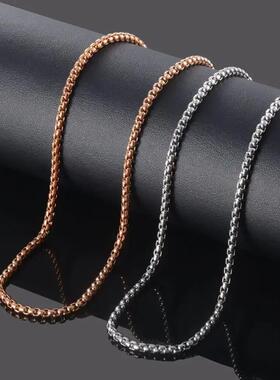 Fashion Silver Plated Round Box Chain 2mm-6mm Stainless Stee