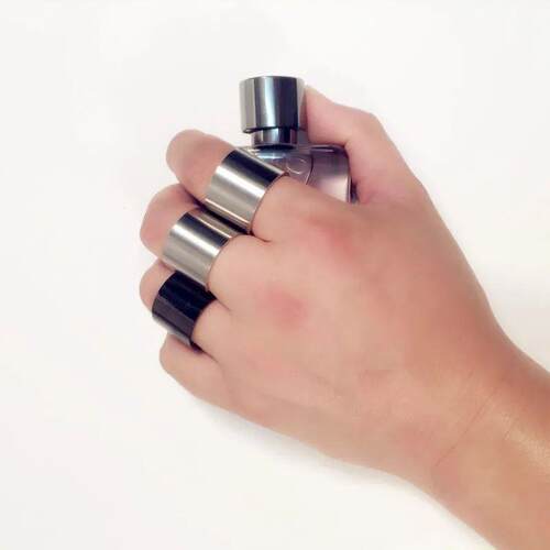 1Pcs Dull Polish Matte Mens Black Titanium Steel Finger