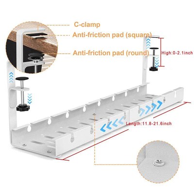 No Drilling Extendable Under Desk Cable Management Metal Wir