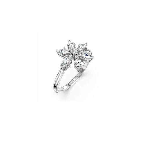 Elegant Temperament White Snowflake Flower Shaped Ring Simpl