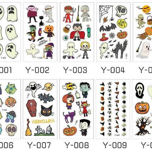 X10 Halloween Temporary Tattoo Kids Party Loot Bag Fill Glow