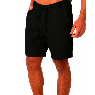 Male Summer Breathable Solid Color Linen Trousers Mens Cott