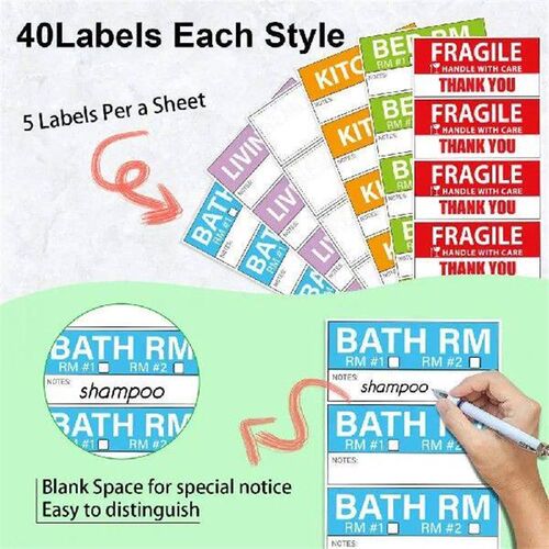 Bathroom Storage Tags Moving Labels Color-coded Waterproof