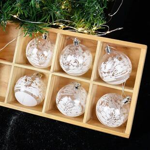 6pcs 6cm Transparent Snow Christmas Balls Pendants for Chris