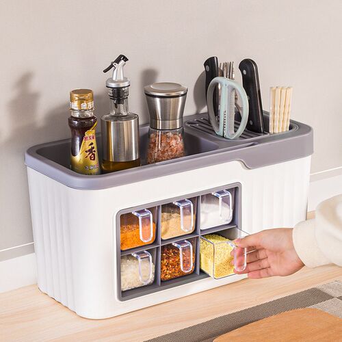 Kitchen Storage Rack Seasoning Box Multi-function Chopstick