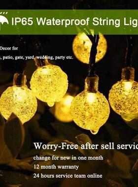 LED Solar String Lights Outdoor 60 Leds Waterproof Crystal G