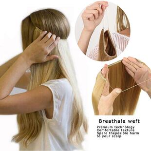 No Clip in Halo Hair Extension Synthetic Natural Hair Extens