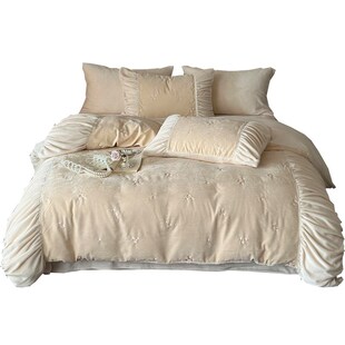 圣尼薇亚法式 少女秋冬保暖四件加厚褶皱边复古被床品