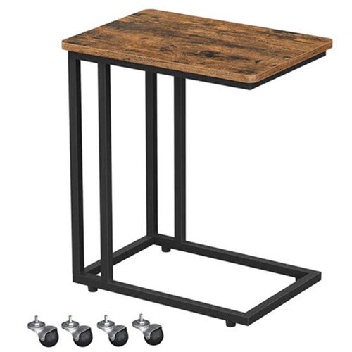 C Shaped TV Tray Casters Side Table Sofa Tray Desk Couch