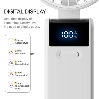 Handheld Fan 1800mAh Foldable Portable Desk Outdoor Neck Han